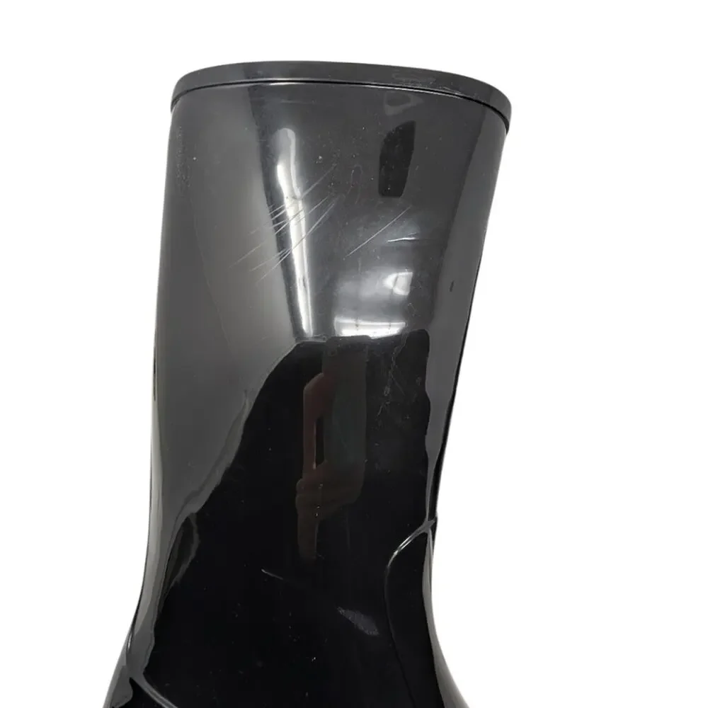 Chanel Rain Boots CC Logo Cap Toe Waterproof Knee Height Glossy Black 41 | 10.5
